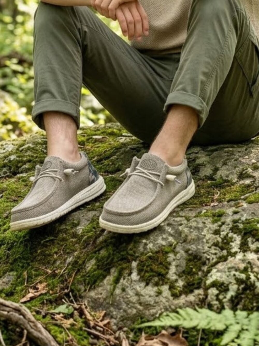 Hey Dude Mens 11 Wally Stretch Sand Dune Camo Slip On Loafer Shoes
